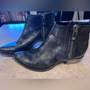 Frye Sacha black metallic bootie Anthropologie RARE